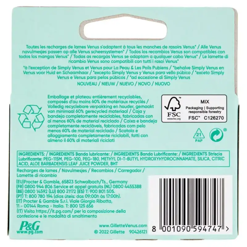 Venus Deluxe Smooth Sensitive pentru Aparat de Ras cu 5 Lame Set/4 Bax 10 buc.
